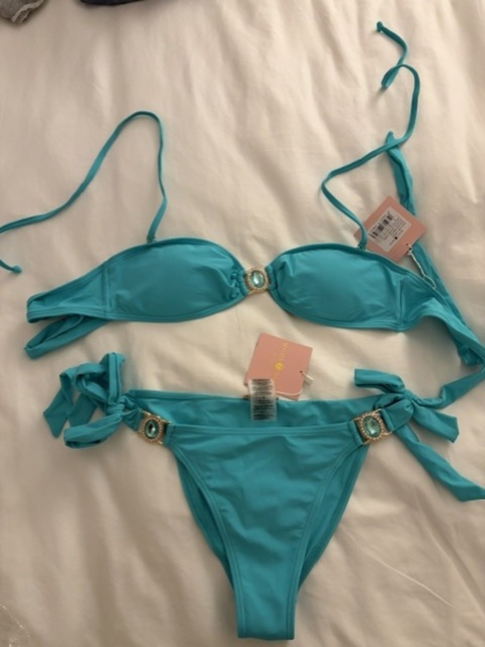 NWT Moda Minx bandeau bikini top and side tie bikini bottoms - size S